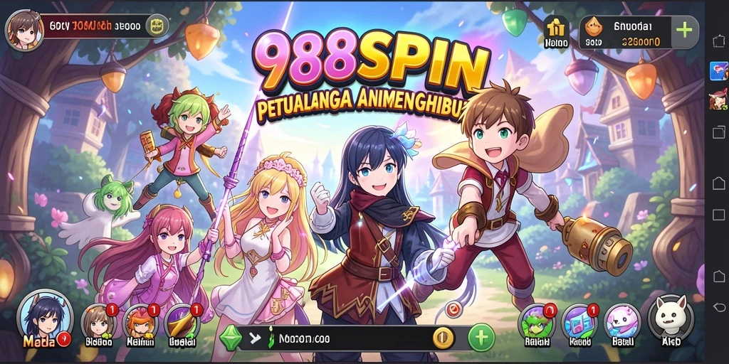 Tampilan gameplay seru di 988SPIN dengan karakter anime.