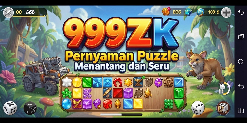 Screenshot gameplay 999ZK yang menunjukkan level menantang dan berwarna-warni.
