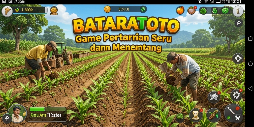 Screenshot gameplay BATARATOTO menampilkan aktivitas bertani yang seru.