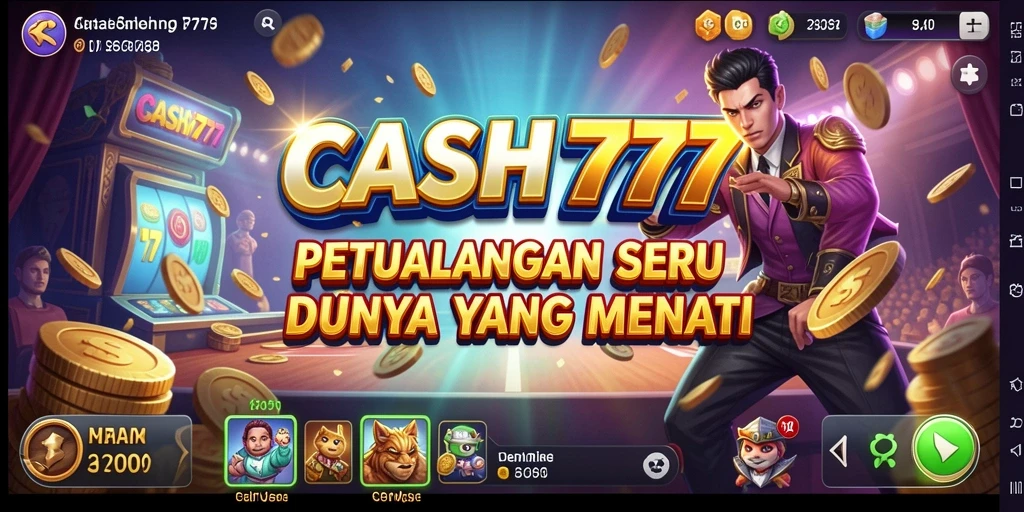 Screenshot menunjukkan aksi mendebarkan dalam petualangan CASH777.