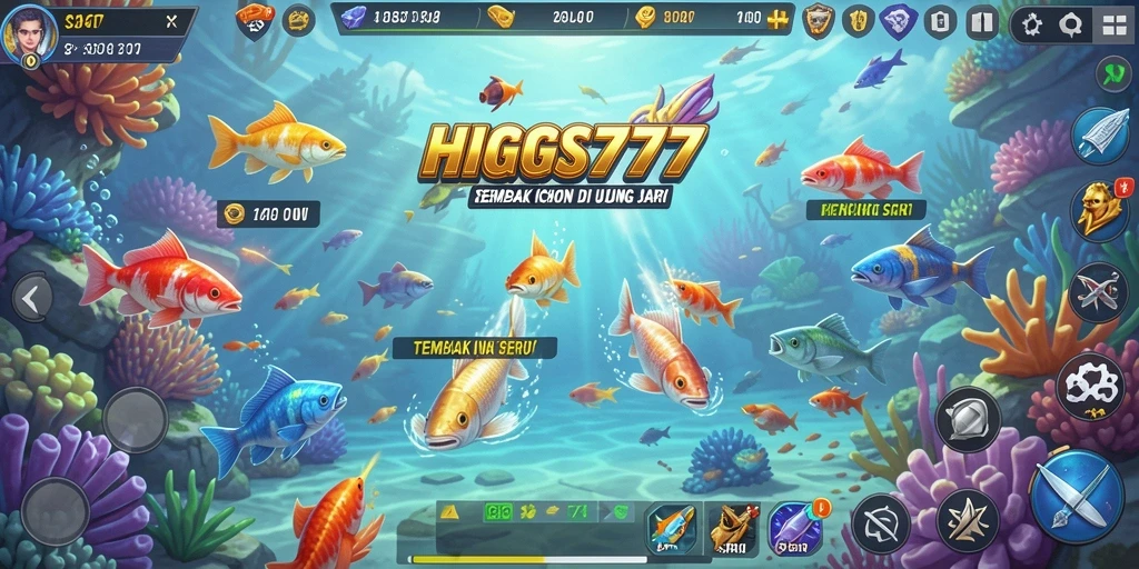 Screenshot gameplay HIGGS777 yang menampilkan aksi seru Tembak Ikan.