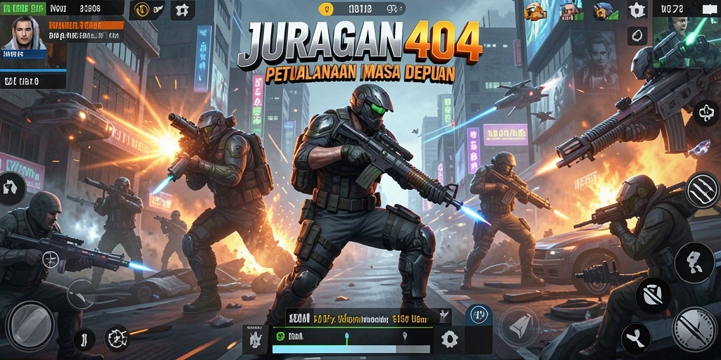 Screenshot menunjukkan pertempuran epik dalam gameplay ARPG JURAGAN404.