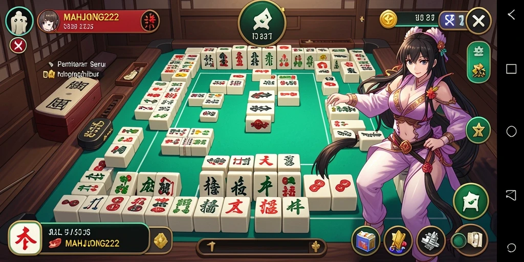 Tampilan gameplay menarik dari MAHJONG222 dengan karakter Anime.