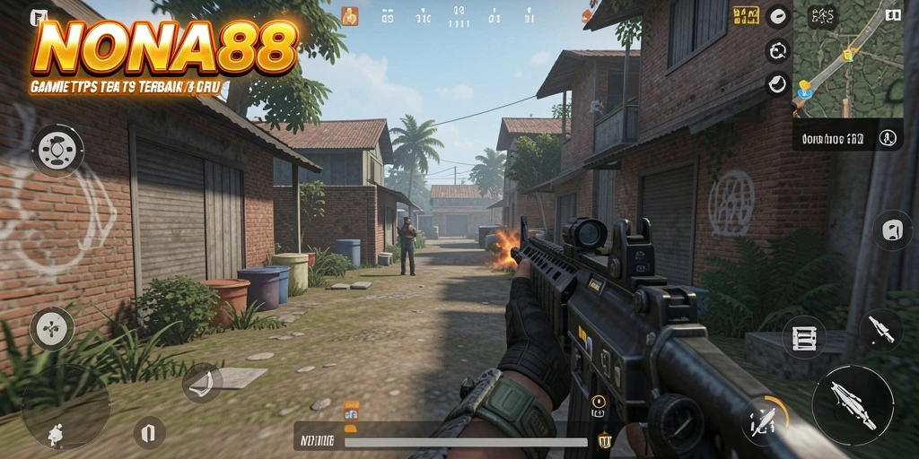 Tangkapan layar gameplay NONA88 dengan aksi tembak-menembak yang seru.