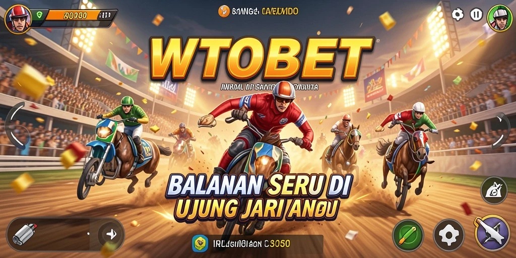 Tampilan gameplay seru dari WTOBET dengan aksi balapan mendebarkan.