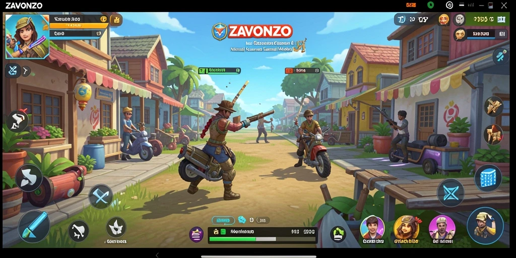 Tampilan gameplay ZAVONZO yang menarik dan penuh warna.